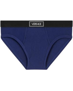 Versace Cotton Ribbed Briefs - Blue