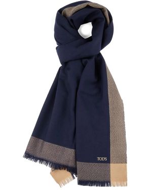 Tod's Fringed Scarf - Blue