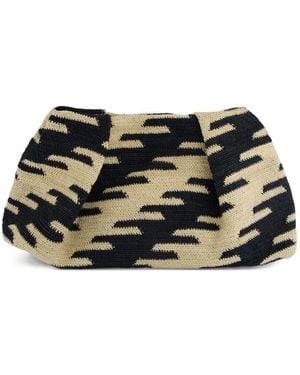 Sensi Studio Sisal Patterned Pouch - Black