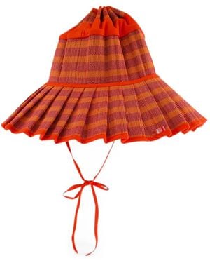 Lorna Murray Capri Check-Pattern Pleated Hat - Red