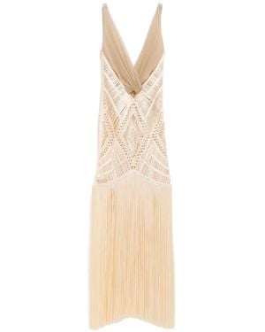 The Attico Vestido Midi De Color Marfil - Blanco