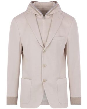 Eleventy Hooded Cotton Blazer - Grey