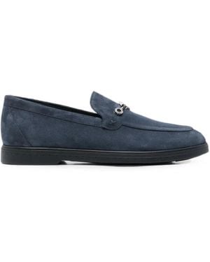 Stefano Ricci Logo-Plaque Suede Loafers - Blue