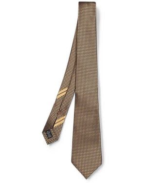 ZEGNA Geometric-Pattern Silk Tie - Natural