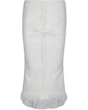 MATIERES FECALES Sequin-Embellished Fringed Skirt - White