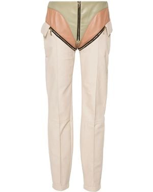 MITILIANE COUTURE Leather-Panelled Zipped Pants - Natural