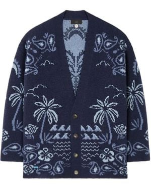 Alanui Palm-Tree Paisley Cardigan - Blue
