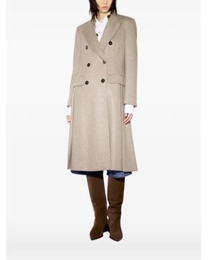 Liviana Conti Double-Breasted Peak-Lapels Coat - Natural