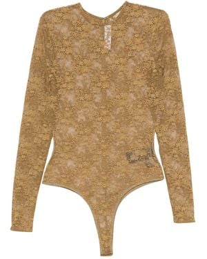 Alex Perry Lace Long-Sleeve Bodysuit - Neutro