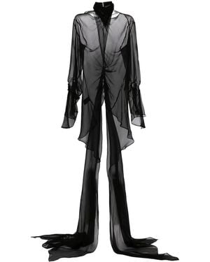 Mugler Draped Silk Top - Black