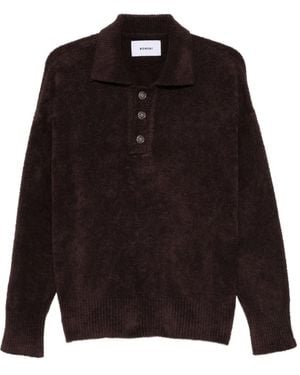 Bonsai Textured-Knit Polo Jumper - Black