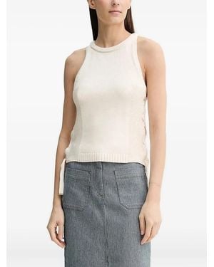 Sessun Lace-Up Knitted Top - White