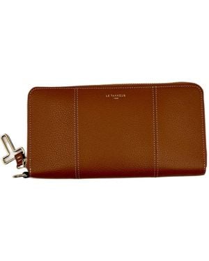Le Tanneur Contrast-Stitch Pebbled Leather Wallet - Brown