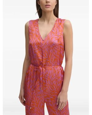 La Petite Francaise Colette V-Neck Floral-Print Jumpsuit - Red