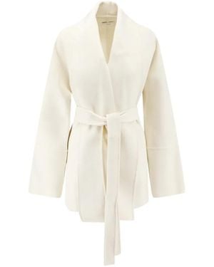 R2W Belted Wide-Sleeve Coat - White