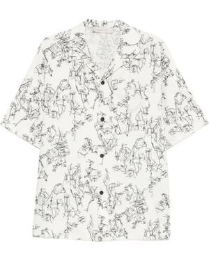 Qasimi Buttoned Pattern Shirt - White