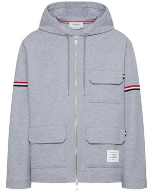 Thom Browne Zip-Fastening Hooded Jacket - Grey