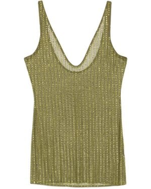 VENUJA Malibu Crystal-Embellished Mesh Mini Dress - Green