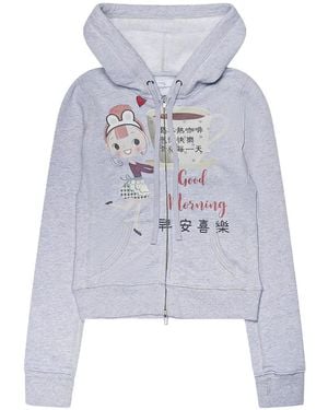 PRAYING Graphic-Print Zip-Up Hoodie - White