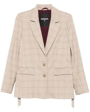 Patrizia Pepe Two-Button Checked Blazer - Natural