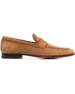 Santoni スエード ペニーローファー - ブラウン
