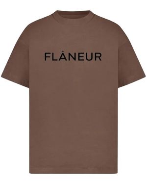 flâneur Camiseta de algodón con logo estampado - Marrón