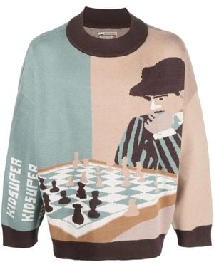 Kidsuper Intarsia Knit Jumper - Grey