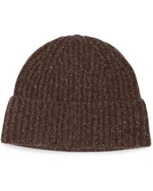 Lisa Yang Ribbed-Knit Beanie Hat - Brown