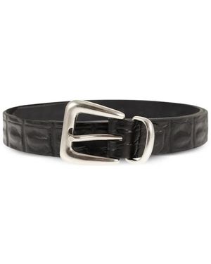 Alberto Luti Crocodile-Effect Buckle Belt - White