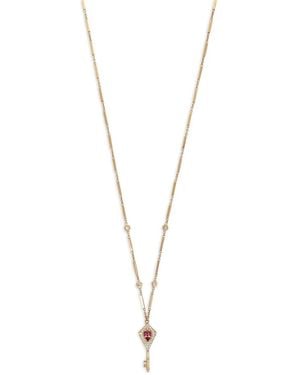 Jacquie Aiche Collar Con Colgante De Llave En Oro Amarillo De 14 Ct Con Diamantes Y Turmalina - Metálico