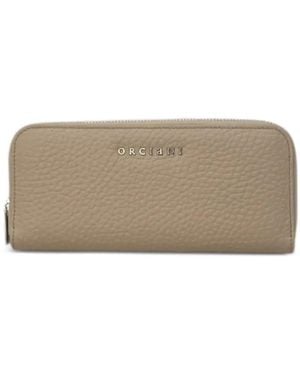 Orciani Zip-Arond Calf Leather Wallet - Grey