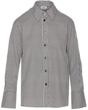 Liu Jo Striped Crystal-Button Shirt - Grey
