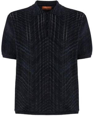 Missoni Poloshirt Aus Baumwoll-Viskose-Strick Mit Lochmuster - Schwarz