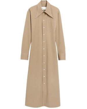 Ami Paris Cotton Fitted Shirt Dress - Natural