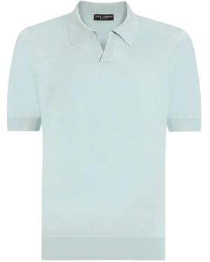 Dolce & Gabbana Silk Polo Shirt - Blue