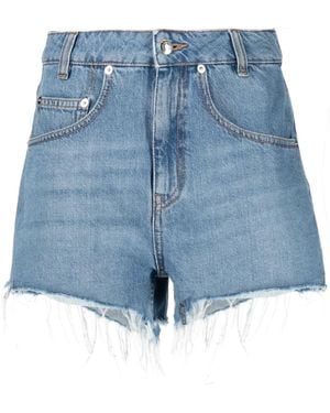 IRO Frayed-Hem Denim Shorts - Blue