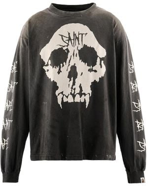SAINT Mxxxxxx X Bape Skull-Print Long-Sleeve T-Shirt - Grey