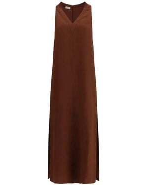 Brunello Cucinelli V-neck Dress - Brown