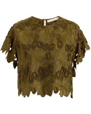 Marie Oliver Bestickte Pelumi Bluse Mit Wellensaum - Grün