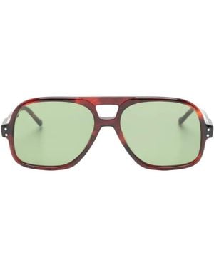 Lesca Lotus Pilot-Frame Sunglasses - Green