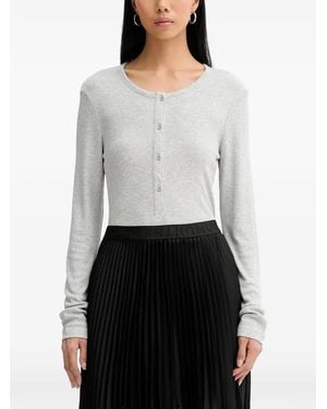 Munthe Grace Ribbed-Knit Long-Sleeved T-Shirt - White