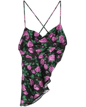 Chiara Ferragni Floral Asymmetric Tank Top - Black