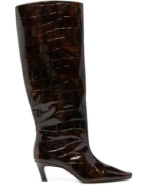 retroféte Kniehohe Taliah Stiefel Mit Kroko-Effekt 55Mm - Schwarz