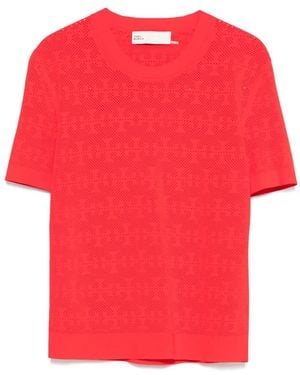 Tory Burch T-Shirt Met Monogram - Rood