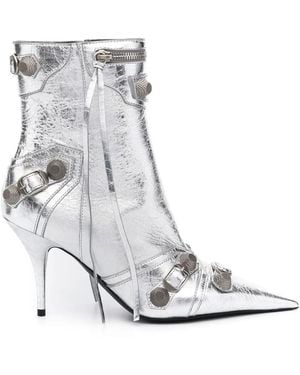 Balenciaga Le Cagole Leather Boots - White