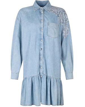 Liu Jo Lace-Detail Denim Dress - Blue