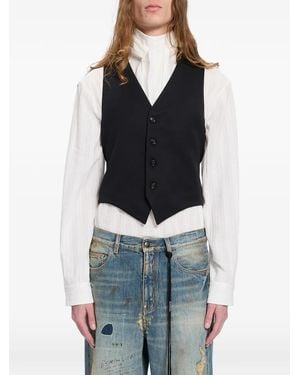 Ann Demeulemeester Gabardine Wool Waistcoat - Blue