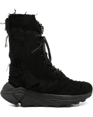 Yohji Yamamoto Sneakers Con Lacci E Orlo Sfrangiato - Nero