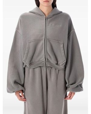 Alexander Wang Cropped Hoodie Met Rits - Grijs