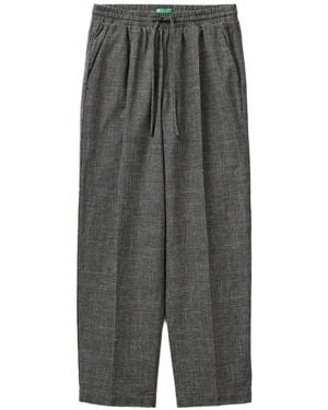 Benetton Prince Of Wales Check-Pattern Straight-Leg Pants - Gray